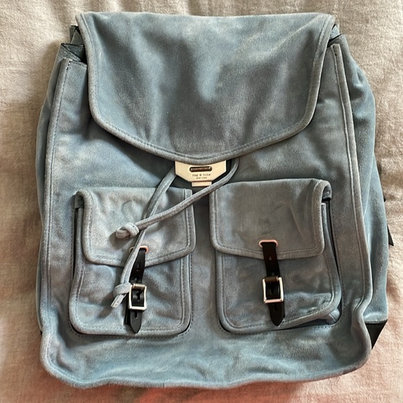 Rag & Bone Field Backpack blue suede backpack. Used - Picture 4 of 9